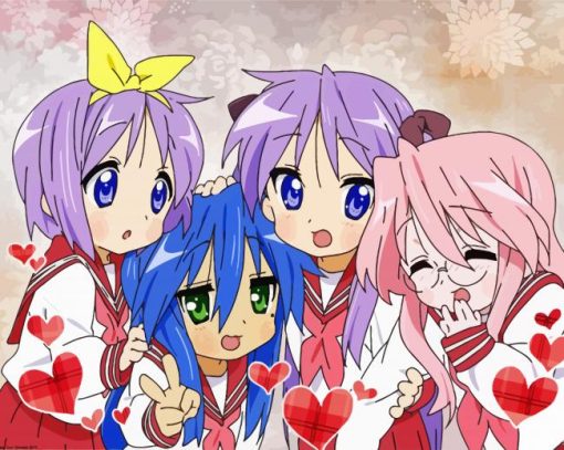 Cute Anime Girls Lucky Star paint by numbers