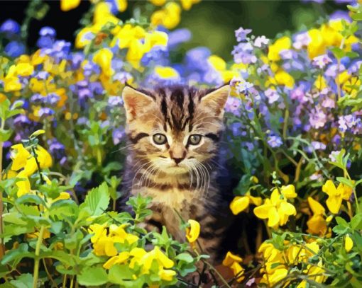 Cute Little Cat in Garden paint by numbers