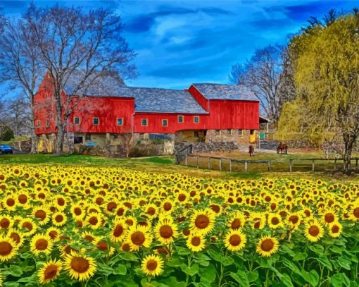 Field of Sunflowers paint by numbers