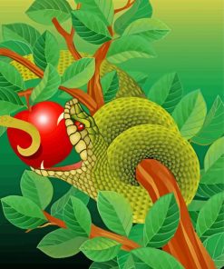 Green Snake in Apple Tree paint by numbers