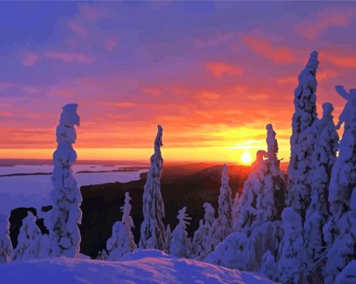 Koli Finland Sunset paint by numbers