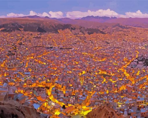 La Paz Bolivia at Night paint by numbers