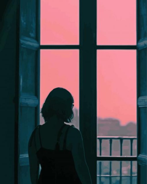 Lady in a Pink Window paint by numbers