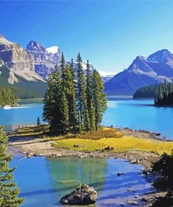 Maligne Lake Jasper Park Landscape paint by numbers