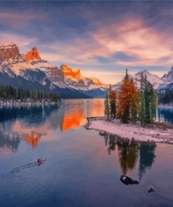 Maligne Lake Jasper Park Sunset paint by numbers