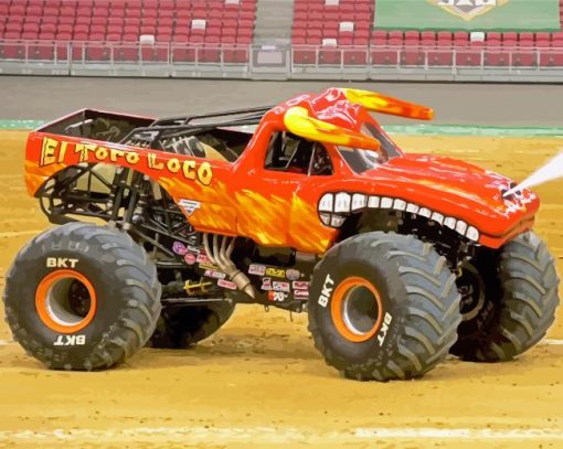 Orange Monster Truck paint by numbers