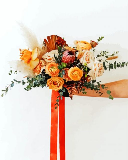 Peachy Boho Bouquet paint by numbers