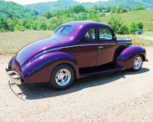 Purple 40 Ford Car paint by numbers