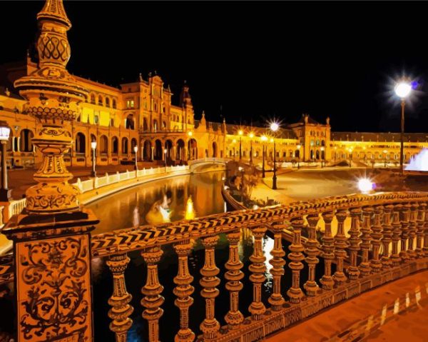 Seville City at Night paint by numbers