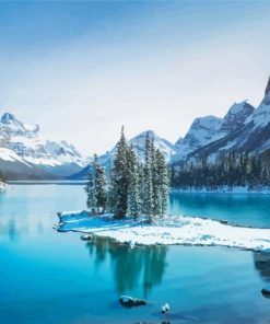 Snowy Maligne Lake Jasper Park paint by numbers