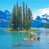 Snowy Mountain Maligne Lake paint by numbers
