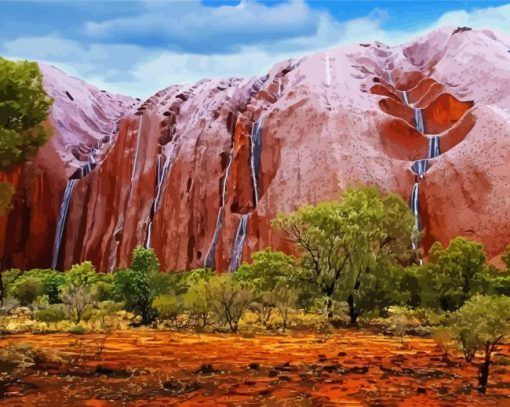 Uluru Waterfalls After Rain paint by numbers