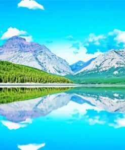 Water Reflection Montana Mountains paint by numbers