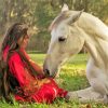 Woman with White Native Horse paint by numbers