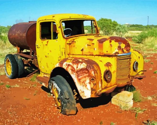 Yellow Rusty Truck paint by numbers