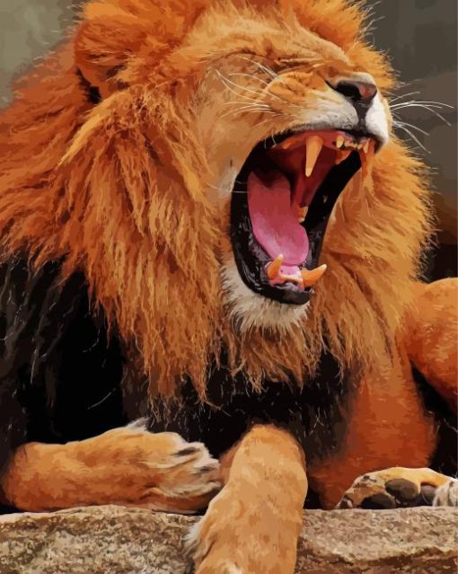 Lion Roaring paint by number