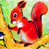 Tit Bird And Red Squirrel paint by number