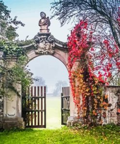 Autumn Garden Gate paint by number