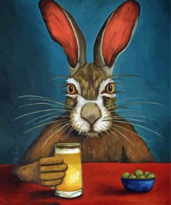 Big Eared Bunny Drinking paint by number