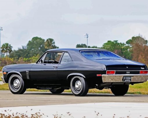 Black Chevrolet Nova paint by number