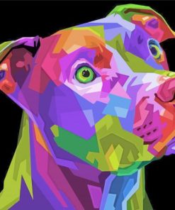 Colorful Pit Bull Art paint by number