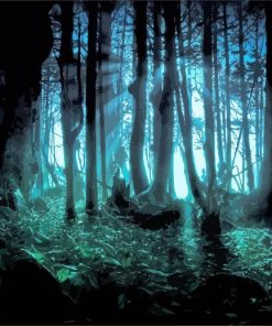 Creepy Dark Forest paint by number