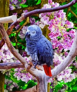 Cute Parrot With Flowers paint by number