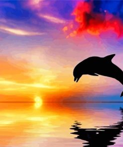 Dolphin At Sunset paint by number