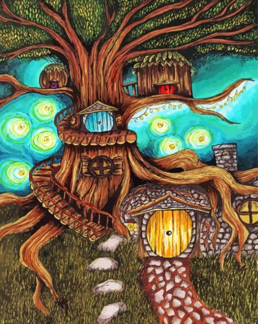 Fairy Houses Art paint by number