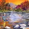 Fly Fishing At Sunset paint by number