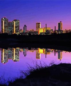 Fort Worth Skyline Reflection paint by number