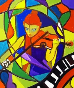 Girl With Violin Abstract paint by number