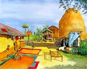 Indian Village Houses paint by number