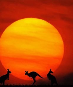 Kangaroos Silhouette In The Australian Outback paint by number