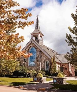 Mackinaw Michigan Church paint by number