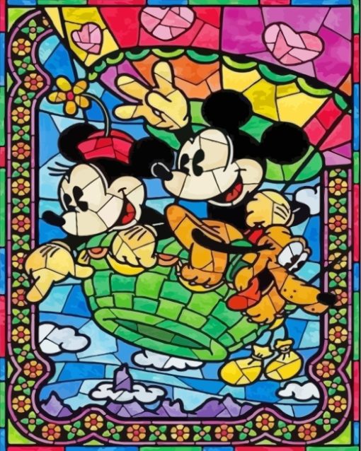 Micky And Minnie Stained Glass paint by number