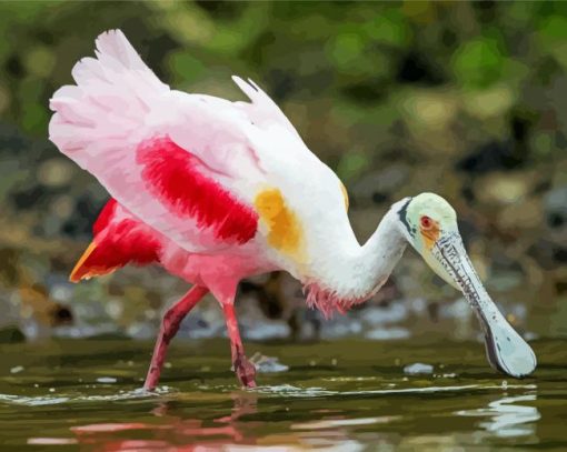 Roseate Spoonbill paint by number