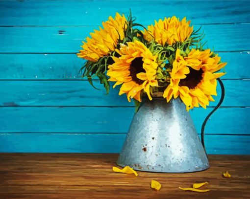 Sunflowers On Table paint by number