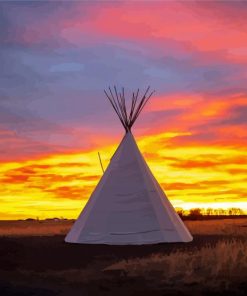 Teepee Sunset Landscape paint by number