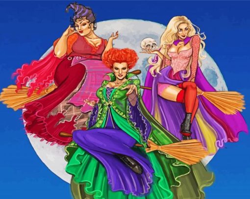 The Sanderson Sisters And Moon paint by number