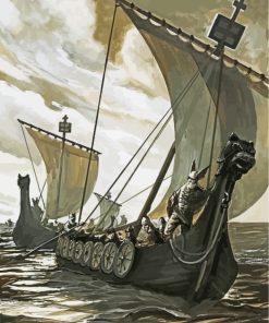 Viking Ship Art paint by number