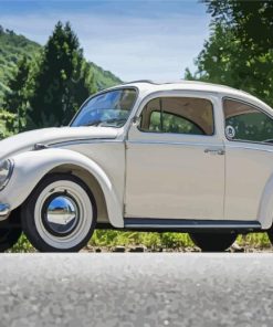 White Volkswagen Bug paint by number