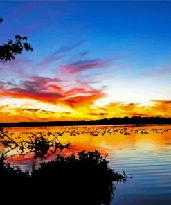 White Rock Lake Sunset paint by number