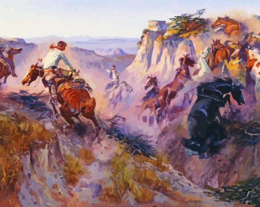 Wild Horse Hunters By Charles Russell paint by number