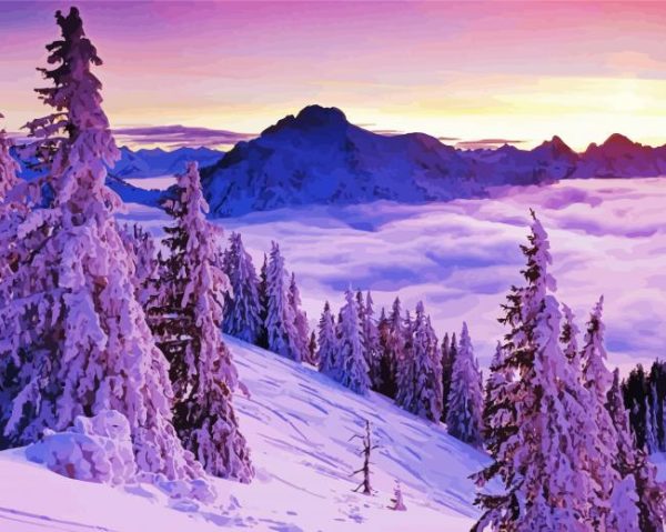 Winter Snow Landscape paint by number