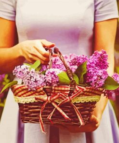 Woman With Flowers Basket paint by number