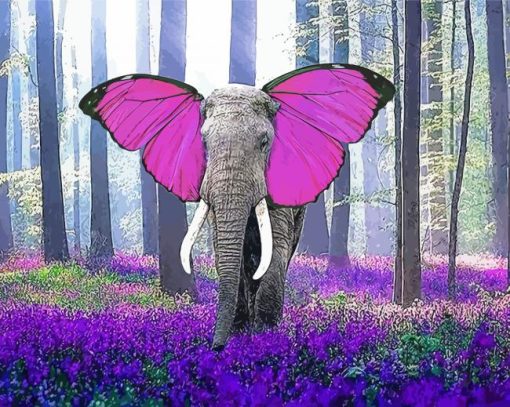 Elephant Butterfly paint by number