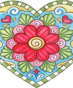 Aesthetic Floral Mandala Heart paint by number