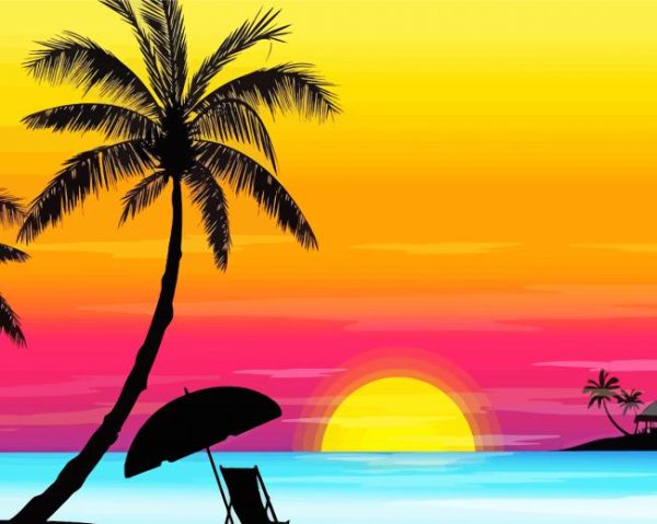 Sunset View On The Sea paint by number