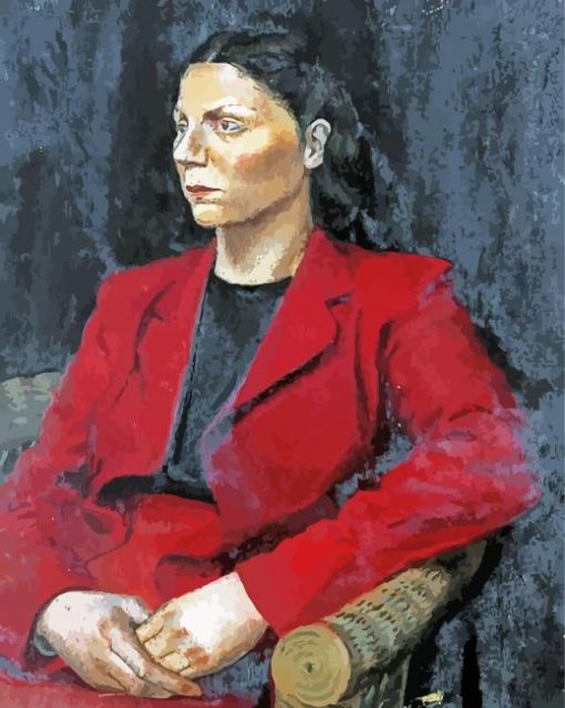 Woman In A Red Coat paint by number